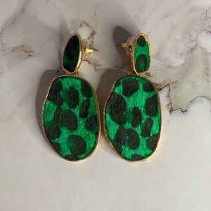 NEW Cow print soft green earrings